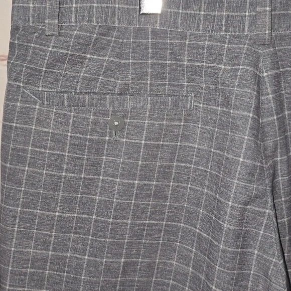 Nike Golf Dri Fit Shorts Gray White Plaid Polyester Blend Men's Size 36 - Picture 6 of 12